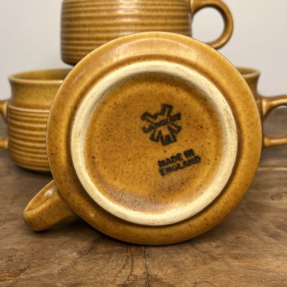 Vintage Stoneware Coffee Mugs - Set of 4, Brown - Picture 2 of 3